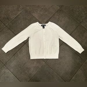 Girl’s Land’s End White Button Front Lightweight Cardigan in Size L (6x-7)